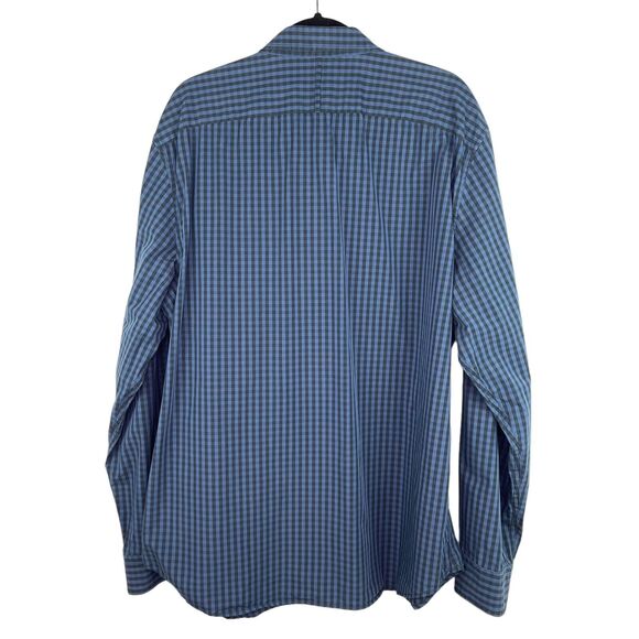 Banana Republic Blue Black Cotton Gingham Checkered Slim Fit Shirt Men's Sz XXL - Picture 2 of 9